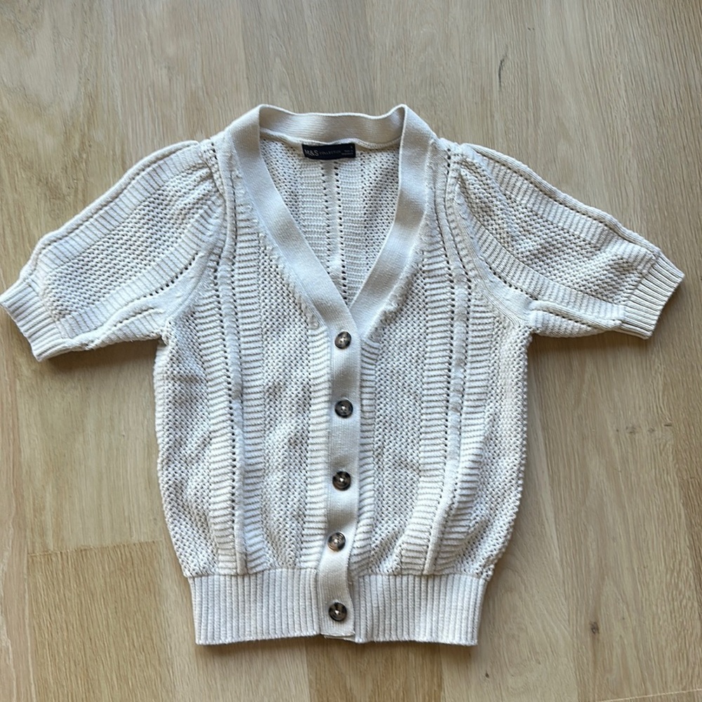 Marks & Spencer Beige knit cardigan, size Small